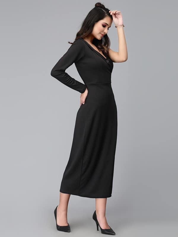 Image of Selvia Women's Half Sleeve Solid Lycra Knee Length Bodycon Dress