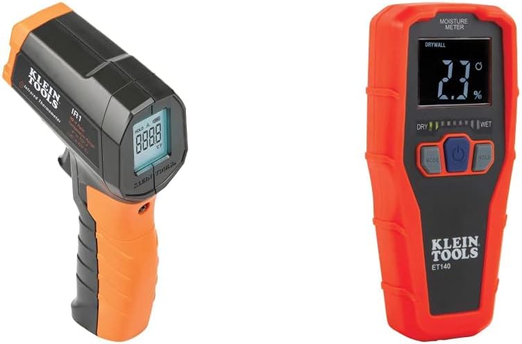 Klein Tools IR1 Infrared Thermometer + Klein Tools ET140 Pinless Moisture Meter