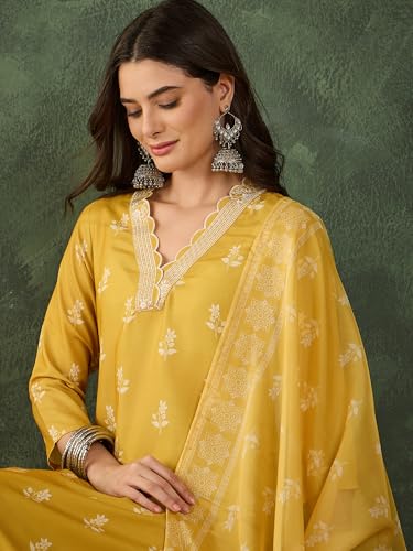 Image of Naixa Women's Rayon Embroidered Straight Kurta with Pant and Dupatta Sets (NX-780)