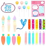 28 PCS Mini Resaltadores Pastel, Creativo Precioso Jeringa Subrayadores con Notas Adhesivas, Marcador Estético Slim Resaltador para Diarios Libros para Colorear Oficina Accesorios