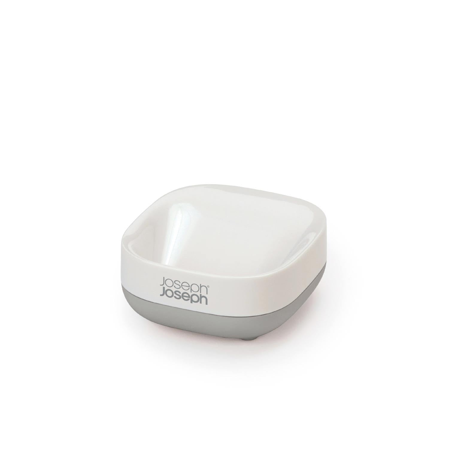 Joseph Joseph Bathroom Slim, Compact, Soap Dish Holder with non-slip base - White/Grey, 2