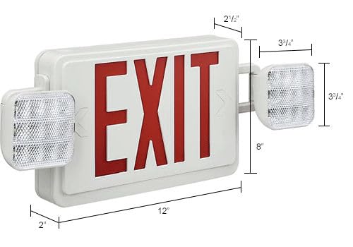 Global Industrial Combo LED Emergency Exit Sign, Red Letters w
