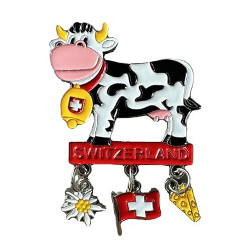 Swiss Cow Switzerland Tourism Tourist Travel Gift Souvenir 3D Metal Animal Decorative Refrigerator Fridge Magnet Sticker Craft Home Kitchen Decoration