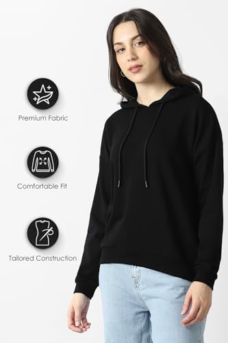 Image of Van Heusen Women's Hooded Solid Sweatshirt| Full Sleeve Ribbed Hem Casual winterwear