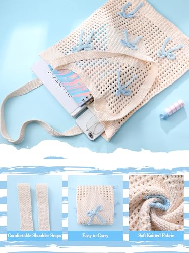 Bolso tote tejido para mujer con lazos miniatura 2