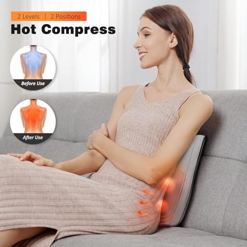 Image of Boriwat Neck and Shoulder Massager with Heat, Shiatsu Massage Pillow with 3D Deep Tissue Kneading for Back Legs Foot Body Pain Relief,at Home Office Car, for Mom & Dad