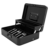 Xydled Cash Box with Money Tray and Combination Lock,Tiered, Cantilever Design,4 Bill / 5 Coin Slots,11.8' x 9.5' x 3.5'