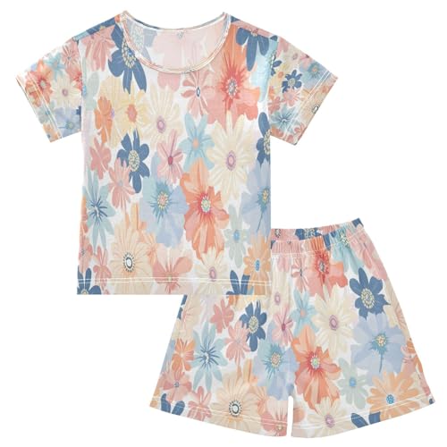 senya Short Sleeve Pajamas Sets Summer Cotton Sleepwear Floral Designs Pastel