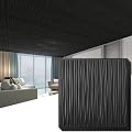 Art3dwallpanels Ceiling Tiles 24 x 24 for Interior Wall Décor, 12 Pack Drop Ceiling Tile 3D Wall Panel Fire Rated Waterproof Premium PVC, No Sag and Breakage Wall Panels Cover 48.Sq.Ft. Black