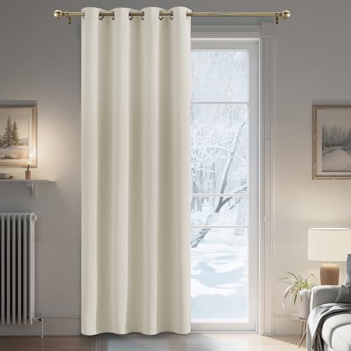 PONY DANCE Cortinas Salon Modernas 1 Pieza 140x240 CM Cortina Opaca Ventana con Ojales Cortina Termica Aislante Frio y Calor Cortinas de Casa Blackout Curtains for Living Room, Beige Claro