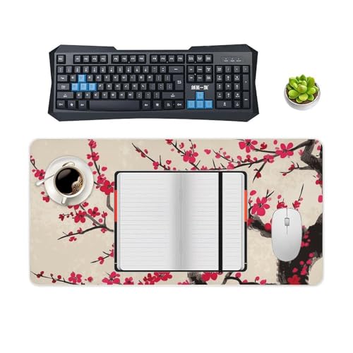 Desk Pad Protector 24x12 Inch Extended Japanese Cherry Blossom miniatura 4