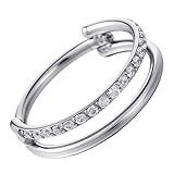 Josojoou Pendientes de aro doble conch, piercing para la nariz, hélix, piercing doble, piercing para el septum, plata Cz, anillo de nariz, aro de estrás, piercing para cartílago de la oreja, tragus