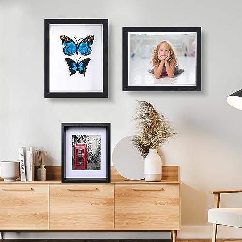 Shadow Box Frame Display Cases 8x10 - 3 Pack Deep Shadowbox Picture Frame with Galss 3D Display Wood Shadow Box Frame with Line Board (8x10-black, 3) - Thumbnail 6