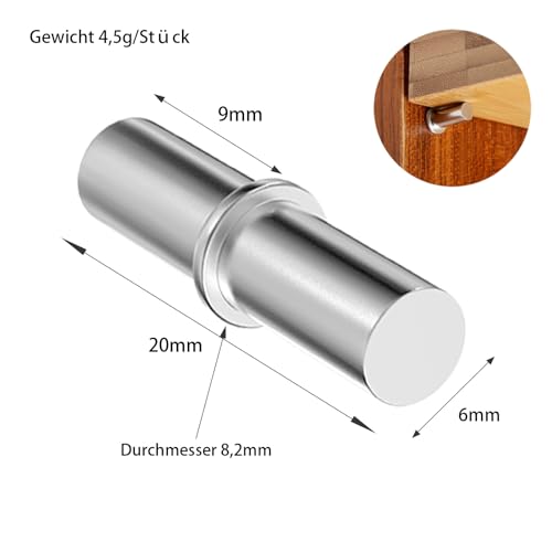 ORTAVA Regalbodenträger 6x20mm, 20 Stück Fachbodenträger Kohlenstoffstahl, Bodenträger Rostfreie, Einlegeboden Halter, Regalbodenhalter.