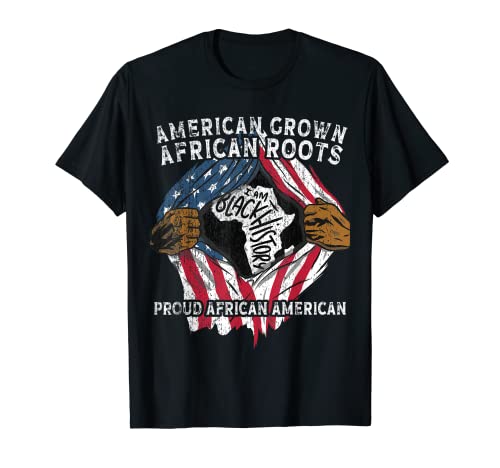 American Grown African Roots USA Bandera africana Patriótica Camiseta