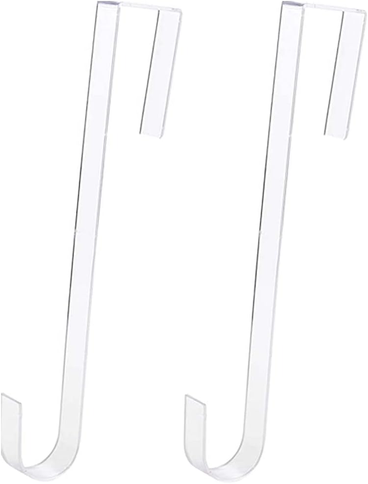 2pcs Clear 12" Wreath Hanger Hook Christmas Wreaths Holders for Inside Outside Doors