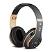 6S Over-ear Wireless Cuffie, Cuffie Wireless Bluetooth Cuffie Wireless Stereo Pieghevoli ad Alta Fedeltà, Microfono Incorporato, Micro SD/TF, FM (per iPhone/Samsung/iPad/PC) (Oro nero)