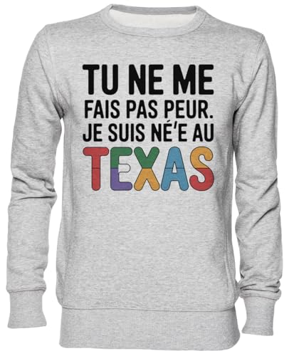Sweat-shirt unisexe né au Texas gris une idée cadeau originale et mode