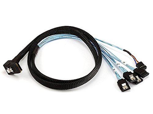 Monoprice 1m 28AWG Internal Mini SAS 36pin (SFF-8087) Male (90 Degree) to SATA 7pin Fem.