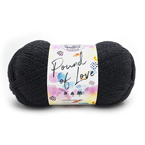 Image of Lion Brand Yarn Pound of Love, Large Value Yarn for Knitting, Crochet, and Crafts, Charcoal, 1 Pack | Large Skein Everyday Basic 100% Acrylic Worsted Weight Knit Fiber for Baby Blankets, Classic Afghans, Sweaters, Scarf Sets