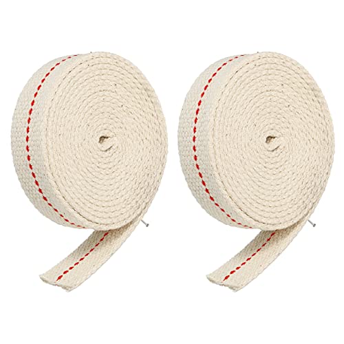 Tool parts Cotton Oil Lamp Wick 3/4 Inch Flat Wide 2 Meter/6.5Ft Long Red Stitch - 2 Roll
