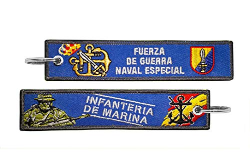 Tacro Llavero Militar de Tela bordado Infantería de Marina Fuerza de Guerra Naval Especial España Hilo de oro y de plata