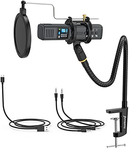 ZealSound Studio Microphone, Condenser Recording Microphone for Phone & Computer Mac Tablet, Metal DJ Mixer Mic with Gooseneck Arm Clamp Mount for Singing Podcasting Streaming YouTube TikTok Videos