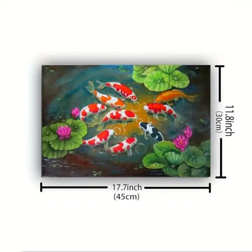Décoration murale koi lotus XINBAO tableau vintage encadré home