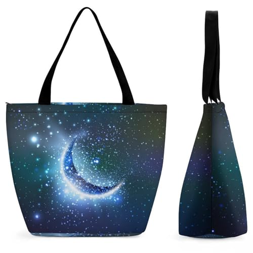 Sac à main femme étoile et lune cabas bandoulière voyage grand format