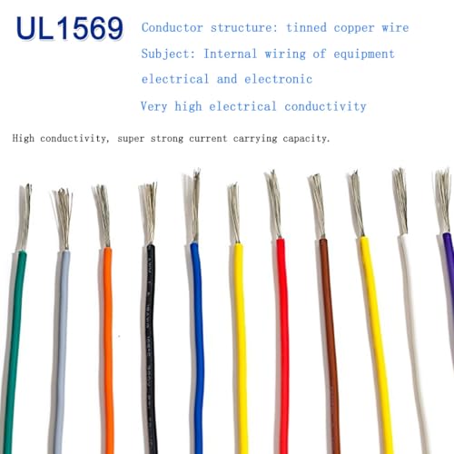 UL1569-22AWG Electronic Wire Electrical Equipment Wiring Kit Solid Copper Tinned Copper Stranded Connector Wire DIY Electronics High Temperature Resistant Wire, Tools Included <16.4 Feet X 6 Colors>