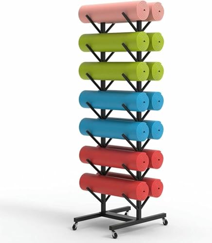 Solution de rangement robuste pour salle étagère métal tapis de yoga chariot roulettes