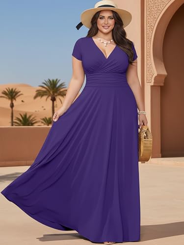 Image of KOH KOH Womens Sexy Cap Short Sleeve V-Neck Flowy Cocktail Gown