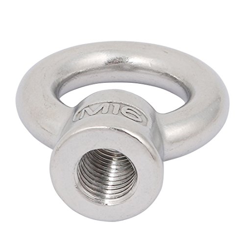 Image of uxcell Lifting Eye Nut M16 Female Thread 304 Stainless Steel Round Shape for Rope Fitting Pack of 2