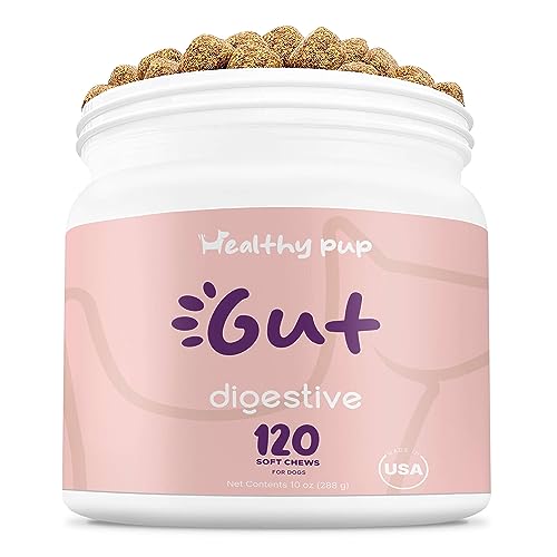 Dog Probiotics and Digestive Enzymes, 120 Delicious Chew Treats for Gut Health, Diarrhea, and Constipation – Hydrolyzes Nutrients for Better Absorption Dog Probiotics and Digestive Enzymes, 120 Delicious Chew Treats for Gut Health, Diarrhea, and Constipation – Hydrolyzes Nutrients for Better Absorption