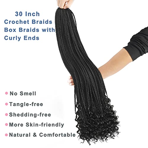 8 Packs 30 Inch Crochet Box Braids Hair With Curly Ends Pre Looped Crochet Braids Box Braids Crochet Hair Goddess Box Braids Crochet Hair Extensions Braiding Hair #TOP4