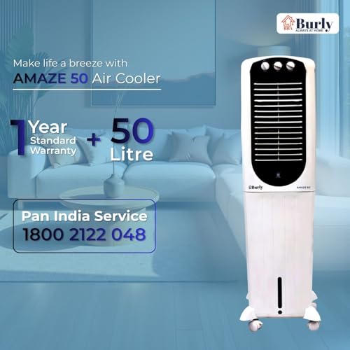 Image of BHABURLY Amaze 50L Tower Air Cooler for Home | 6-Inch High-Speed Blower | 1400 CMH Air Delivery | Honeycomb Cooling Pads | 1350 RPM Motor | 1-Year Warranty | Elegant Design