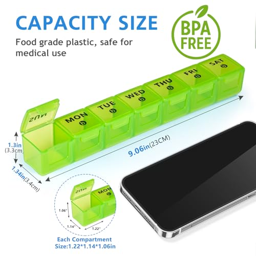 Image of 2-Pack Large Weekly Pill Organizer,Vitamin Pill Box Organizer 7 Day with Big Compartments, Am Pm Pill case for Travel,XL Medicine Organizer 14 Day for Fish Oils, Vitamin Holder Supplement