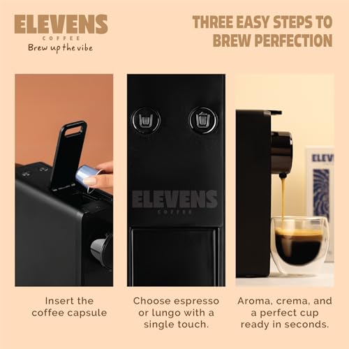 Image of ELEVENS ONE | Coffee Capsule Machine (Graphite Color) | Espresso Coffee Pod Machine | 19 Bar Pressure | Compatible With Nespresso Pods | Fast Heating System | One Touch Operation | 1100W