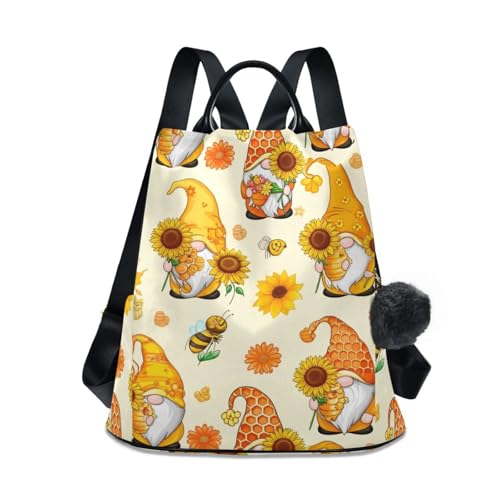 Sac à dos voyage femme gnomes et abeilles, idéal pour les sorties urbaines et l'usage quotidien