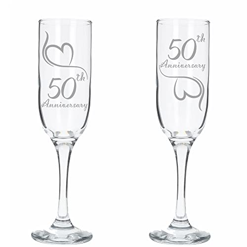 Copas de champán grabadas en oro Always Looking Good: regalo de bodas de oro 7