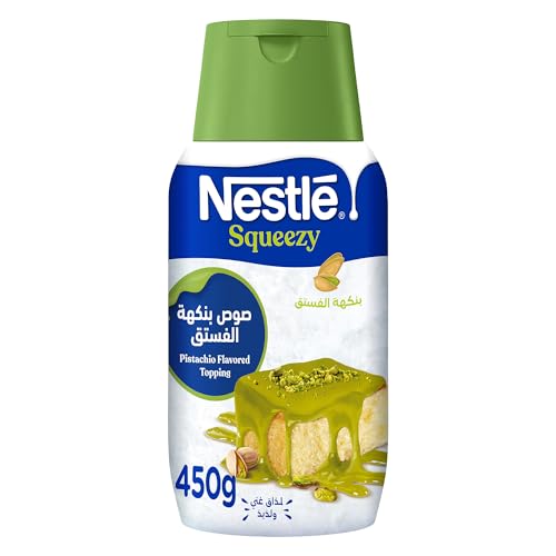Nestle Squeezy Pistachio Flavored Sweetened Condensed Milk Topping - 450 Gm Easy To Use