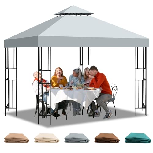 Pavillon Ersatzdach 3x3 m Wasserdicht – Doppeldach mit Air Vent UV-beständig, Stabil Winterfest, Atmungsaktiv, Gazebo Ersatz Dach, perfekt für Garten, Camping(Polyester 300D) Pavillon Ersatzdach 3x3 m Wasserdicht – Doppeldach mit Air Vent UV-beständig, Stabil Winterfest, Atmungsaktiv, Gazebo Ersatz Dach, perfekt für Garten, Camping(Polyester 300D)