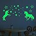 Vosarea Luminous Sticker Mural Licorne Lumineux Cheval Stickers Muraux Étoile Fluorescent Autocollant Sticker Mural pour Licorne Fête D'anniversaire Décoration Murale