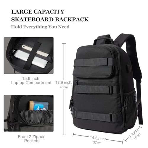 Skateboard Backpack with USB Port