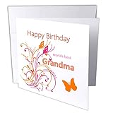 3dRose Image of Happy Birthday Worlds Best Grandma with Flourish - Greeting Card, 6' x 6', Single (gc_233636_5)