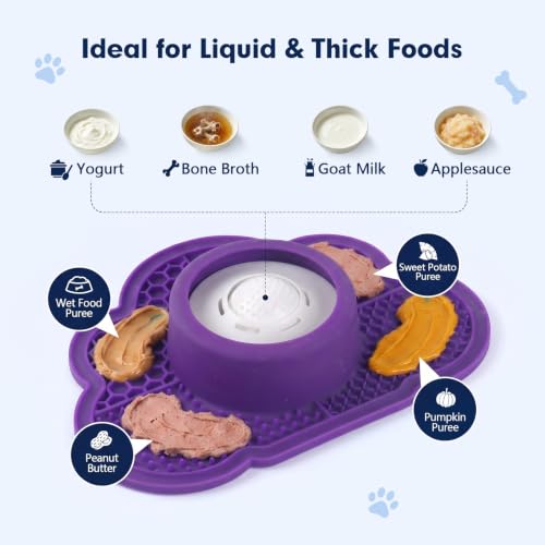 Image of Anti-Slip Slow Feeder Dog Bowl and Lick Mat with Rolling Ball