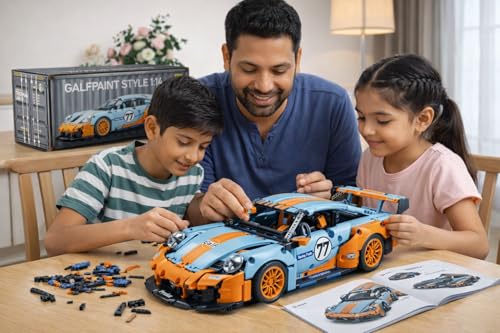 Image of Black Orange GALF Supercar Building Block Toy Set for Kids & Adults - STEM Construction Car Model Kit, DIY Educational Building Bricks Toy, Sports Car Assembly Set, Gift Toy Boys & Girls