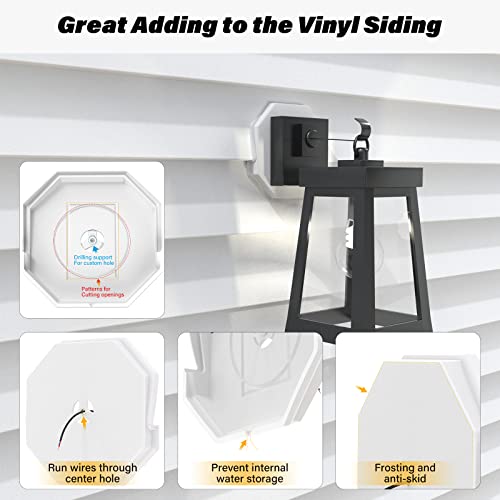 Vinyl Siding Mounting Blocks, Siding Mounting Kit, 130110006001 Octagon Mounting Block, Siding Mounting Plate For 1/2 Inch Lap Double And 4 Inch Height Siding, White #TOP5