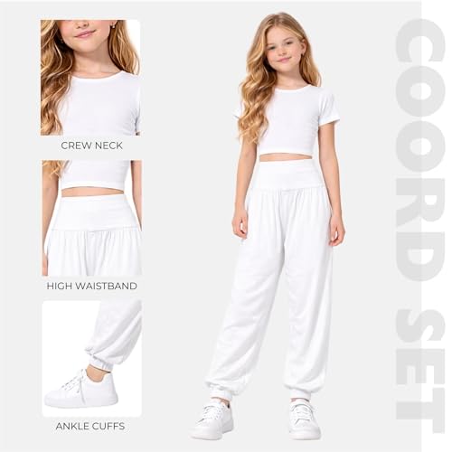 Conjunto de Crop Top Neón y Leggings Harem Militar para Niña Blanco Talla 11-12 Años 5
