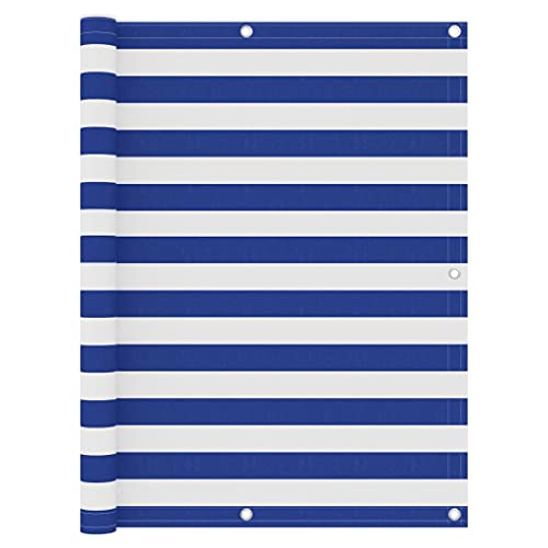 Hovothy Balkonbespannung Balkonsichtschutz Sonnenschutz Sichtschutz Moderne Balkonverkleidung für Schutz der Privatsphäre Balkon Dekoration Winddicht und UV-beständig Blau und Weiß 120x300 cm